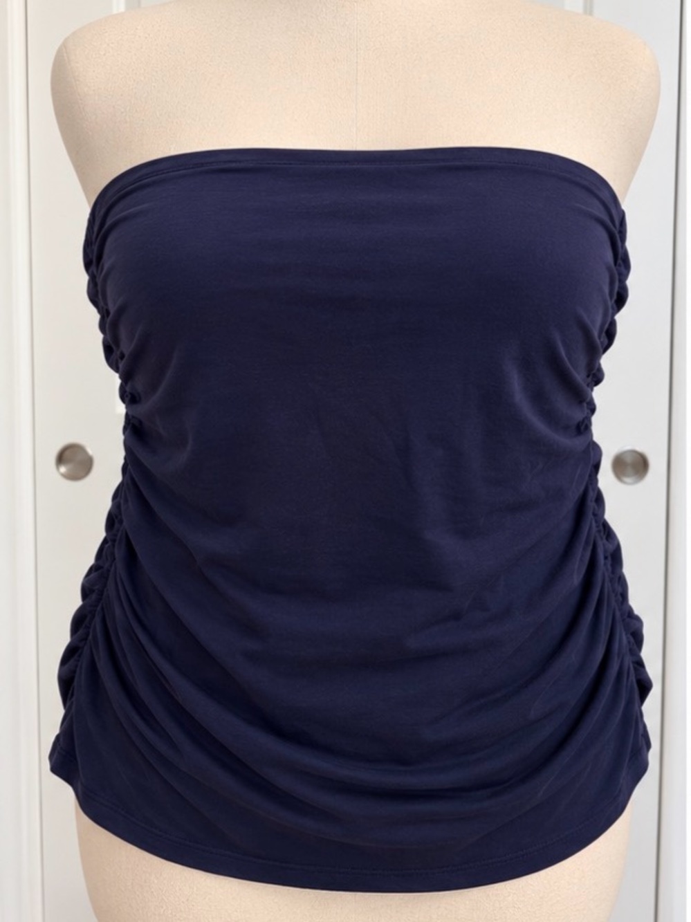 Lane Bryant Navy Blue Strapless Ruched Tank